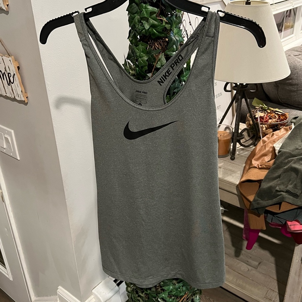 Nike Gray Tank Top with Black Swoosh